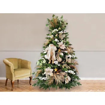 LAALU Vánoční stromek zdobený - NĚŽNÁ CHAMPAGNE II, 169 ks ozdob, 240 cm