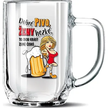 Sklenice Nekupto Dárkový půllitr Dobré pivo, ženy hezké