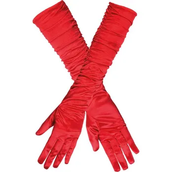 Karnevalový doplněk Boland Rukavičky červené dlouhé nařasené