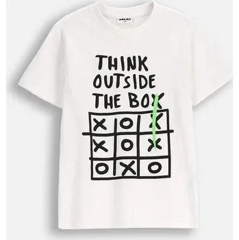 Chlapecké tričko Dětské tričko s krátkým rukávem pro chlapce, bílé bavlněné, velikost 146 Mokida WM6