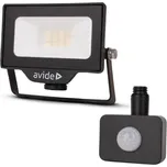 AVIDE Prémiový ultratenký LED reflektor černý 10 W 1000 lm, studená, s čidlem pohybu