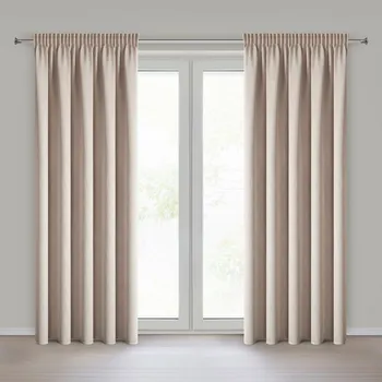 Závěs Závěs LEYA s přírodní melanžovou vazbou, 140 x 270 cm béžový