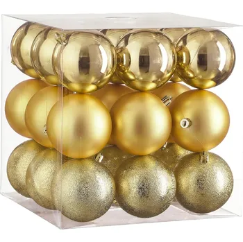 LAALU Vánoční ozdoby - koule zlaté 8 cm 27 ks