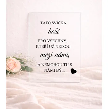 Svatební dekorace Cedulka z plexiskla
