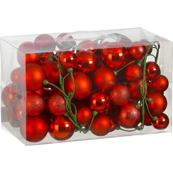 Vánoční dekorace LAALU Vánoční ozdoby - girlanda s ozdobami, červená, 180 cm, 80 ks