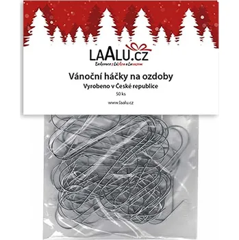 Vánoční dekorace LAALU Háčky na ozdoby 50 ks stříbrné