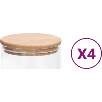 Dóza na potraviny Skleněné dózy se skleněným víkem, 4 ks, 1200 ml