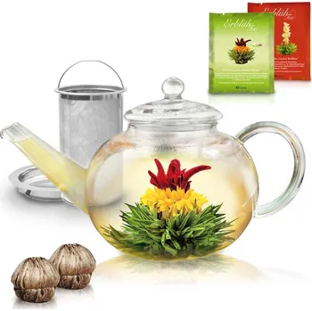 Konvice na čaj Creano 3dílná skleněná konvice 1,2 l + 2× kvetoucí čajové koule