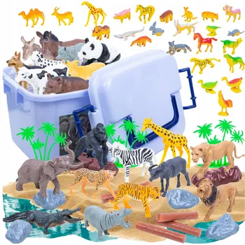 Figurka VELKÁ SADA FIGURKY ZVÍŘAT ZVÍŘATA ZOO SAFARI FARMA PŘÍSLUŠENSTVÍ BOX