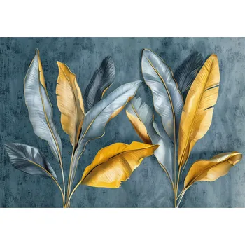 Fototapeta FOTOTAPETA BANÁNOVÉ LISTY ZLATÁ LOŽNICE OBÝVACÍ POKOJ TAPETA VLIESOVÁ 350x250