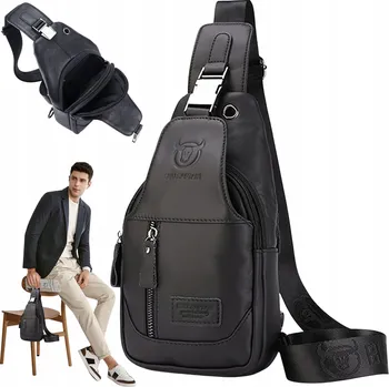 BULLCAPTAIN PÁNSKÁ KOŽENÁ TAŠKA PŘES RAMENO CROSSBODY BATOH CESTOVNÍ ČERNÁ