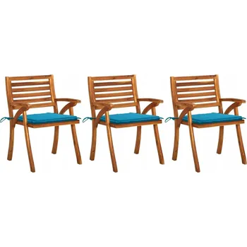 VidaXL Zahradní židle s polštáři, 3 ks, masivní akátové dřevo