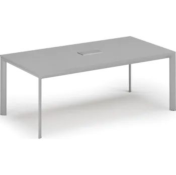 Kancelářská sestava Jednací stůl PRIMO INVITATION, 200x100 cm, šedá + stolní zásuvka TYP VI, stříbrná