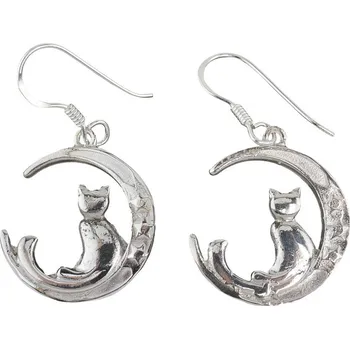 Náušnice Oriental stříbrné visací náušnice Kočka na měsíci