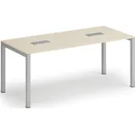 Jednací stůl PRIMO SQUARE, 180x80 cm, bříza + 2x stolní zásuvka TYP I, stříbrná