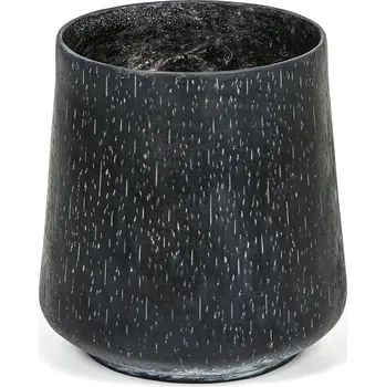 Květináč Květináč válcový L, 38 x 38 x 39 cm, fiberclay, černá + bílé stopy