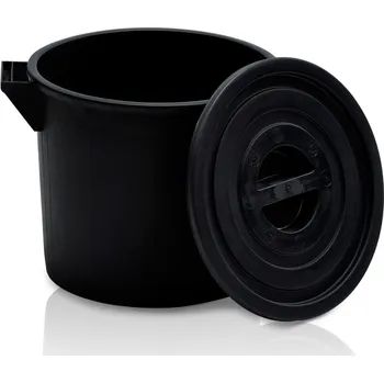 Sud Plastová nádoba s víkem, 35 l, regranulát, černá