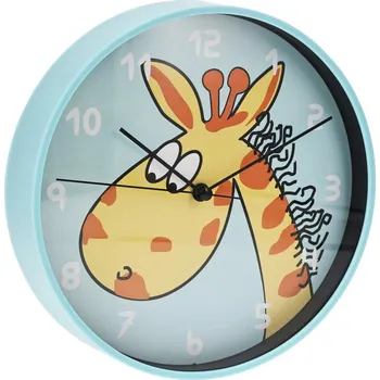Hodiny Home Styling Collection Nástěnné hodiny do dětského pokoje, průměr 20 cm, modré, žirafa