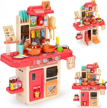 Dětská kuchyňka Kuchyně pro děti zvuky led generátor páry 42 doplňků růžová
