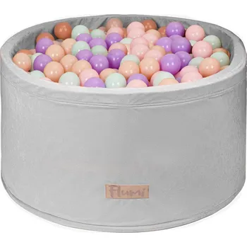 Flumi Bazének s míčky 200 ks světle šedý, mátovo - fialovo - broskvové míčky