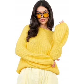 Dámský svetr Italy Moda dámský svetr žlutý oversize k bokům velikost univerzální