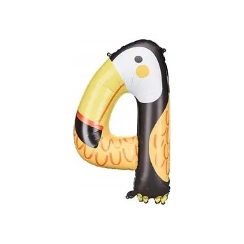 Balónek Foliový balónek Číslice 4 - Tukan, 68 x 91 cm, mix