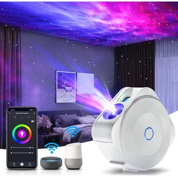 Projektor Nanxin Projektor hvězdné oblohy s Wi-Fi, Bluetooth reproduktorem a mobilní aplikací bílý
