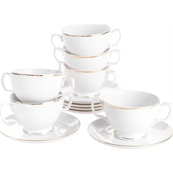 Porcelánové polévkové misky s podšálky MARIAPAULA ZLATÁ LINIE 6 ks.