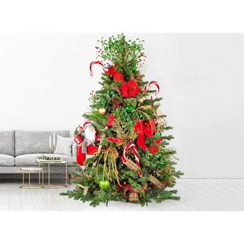 LAALU Vánoční stromek zdobený - SANTA CLAUS II, 124 ks ozdob, 240 cm