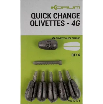 KORUM Rychlovýměnná zátěž Quick Change Olivettes 4 g 2 × 6 ks