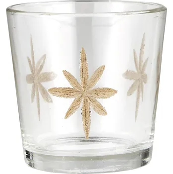 Svícen TEXTILOMANIE Skleněný svícen s mosazným dekorem Sconce