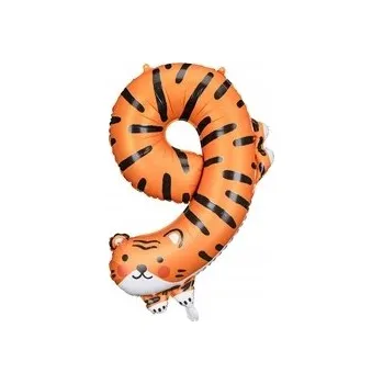 Balónek Fóliový balónek Číslice 9 - Tygr, 72x87 cm, mix