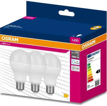 Žárovka 3PAK LED žárovka E27 A60 19W = 150W 2452lm 6500K Cold 200° OSRAM VALUE
