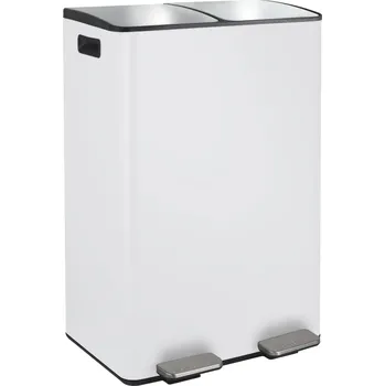 Odpadkový koš Spirella pedálový odpadkový koš na tříděný odpad Aliya, matný bílý, ocel, 2 × 30 l