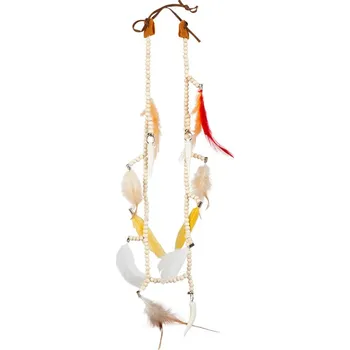 Karnevalový doplněk Boland Indiánský náhrdelník s peříčky a tesáky