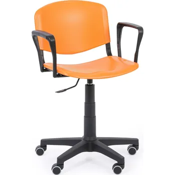 Pracovní židle ISO s područkami, otočná, oranžová