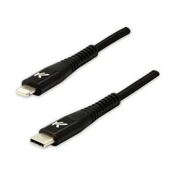 Datový kabel Logo USB kabel (2.0) USB C samec - Apple Lightning samec 2m černý MFi certifikace, 5V/3A nylono