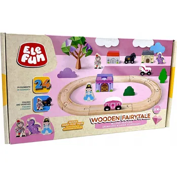 Dřevěná hračka Elefun Dřevěná vláčkodráha pro princezny, 24 dílů