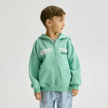 Chlapecká mikina Reserved - Mikina oversize se zapínáním a s kapucí - světle tyrkysová - 589HR-60X - 589HR-60X-116