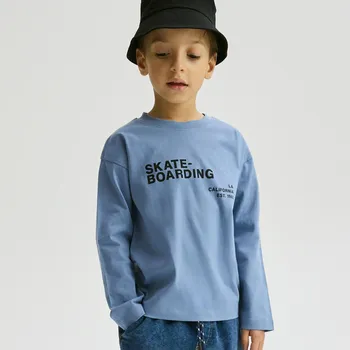 Chlapecké tričko Reserved - Bavlněné tričko s dlouhými rukávy - ocelově modrá - 676IG-95X - 676IG-95X-164