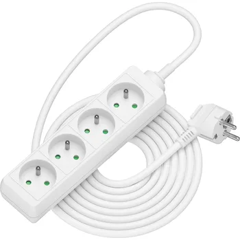 Elektrická zásuvka AlzaPower prodlužovací přívod 230V 4 zásuvky 5m bílý