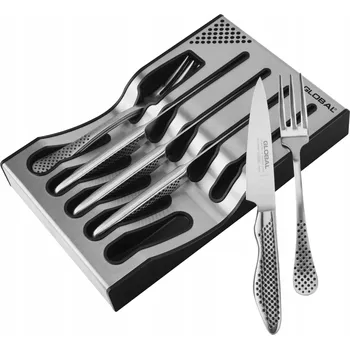 GLOBAL Sada nožů na steaky pro 4 osoby s podstavcem Dock Steak Set G-88/4012R