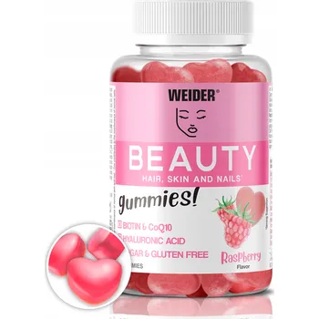 Weider BEAUTY 40 Malinové Želé Bonbony KOLAGEN KOENZYM Q10 Pleť Vlasy Nehty