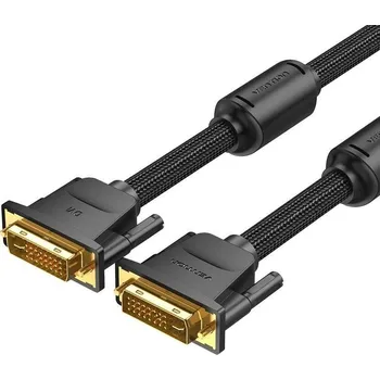 Datový kabel Vention Cotton Braided DVI Dual-link (DVI-D) Cable 0.5m Black