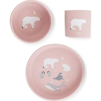 Saro Baby Silikonová jídelní sada Polaris Pink