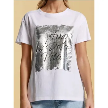 Sinsay - Tričko s metalickým potiskem - bílá - 8797J-00X - 8797J-00X-L