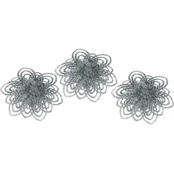 LAALU Sada 3 ks dekorací: Kytka na klipu stříbrná C 12 cm