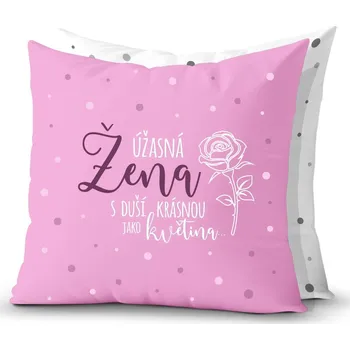 Polštář Nekupto Dárkový polštář Úžasná žena s duší krásnou jako květina