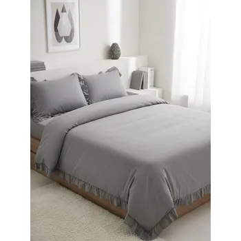 Povlečení Sinsay - Sada povlečení s volánky a jemnou strukturou - šedá - 920JM-90X - 920JM-90X-ONE