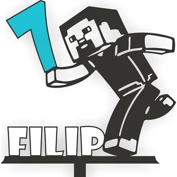 Jedlá dekorace na dort ZÁPICH DO DORTU DĚTSKÁ NAROZENINOVÁ DEKORACE MINECRAFT